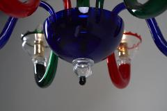  Murano Mid Century Style Murano Polychrome Glass Chandelier 1990s - 4510360