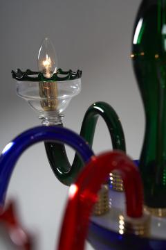  Murano Mid Century Style Murano Polychrome Glass Chandelier 1990s - 4510362