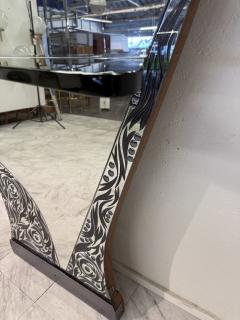  Murano Murano Etched Glass Floor Mirror with Integrated Console Shelf 1950s - 4315731