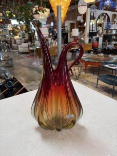  Murano Murano Sommerso Glass Ewer Vase in Amber and Ruby Italy 1960s - 4487776
