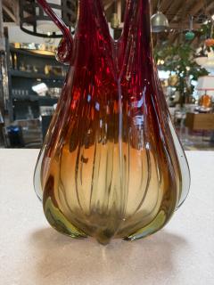  Murano Murano Sommerso Glass Ewer Vase in Amber and Ruby Italy 1960s - 4487778