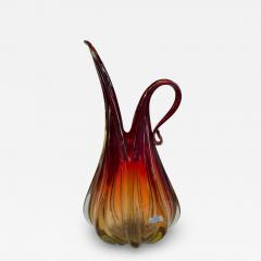  Murano Murano Sommerso Glass Ewer Vase in Amber and Ruby Italy 1960s - 4491018