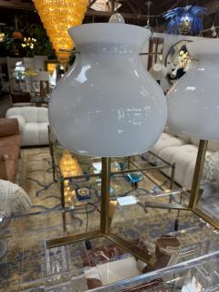  Murano Pair of Italian Murano Glass Table Lamps with Brass Base 1950s - 4576916