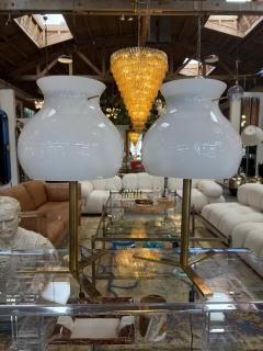  Murano Pair of Italian Murano Glass Table Lamps with Brass Base 1950s - 4576917