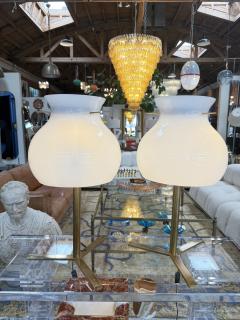  Murano Pair of Italian Murano Glass Table Lamps with Brass Base 1950s - 4576919