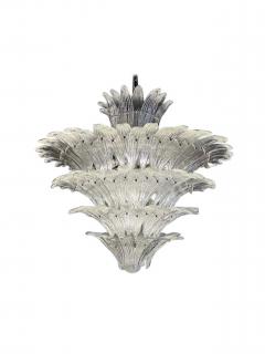  Murano Pair of Tiered Glass Frond Form Murano Chandeliers - 4272767
