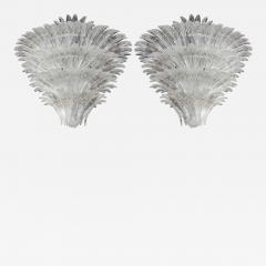  Murano Pair of Tiered Glass Frond Form Murano Chandeliers - 4279151