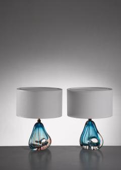  Murano Pair of blue Murano glass table lamps - 1702285