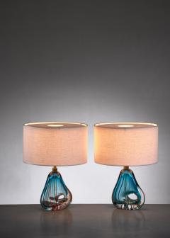  Murano Pair of blue Murano glass table lamps - 1702286