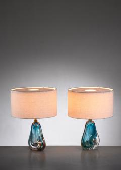  Murano Pair of blue Murano glass table lamps - 1702288