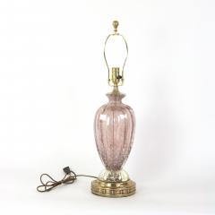  Murano Rose Colored Murano Glass Lamp With Silver Leaf Inclusions Italy Circa 1950 - 2302546