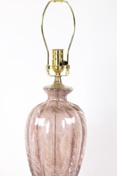  Murano Rose Colored Murano Glass Lamp With Silver Leaf Inclusions Italy Circa 1950 - 2302549