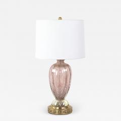  Murano Rose Colored Murano Glass Lamp With Silver Leaf Inclusions Italy Circa 1950 - 2304558