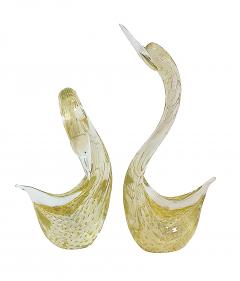  Murano Set of 2 pcs Decorative Italian Handmade Murano Glass Birds Swans Sculptures - 3893784