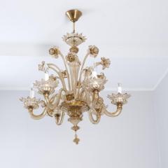 Murano Stunning Mid Century Fume Floral Six Arm Murano Glass Chandelier - 4360203