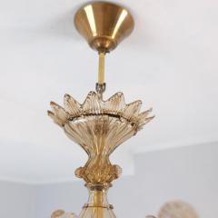 Murano Stunning Mid Century Fume Floral Six Arm Murano Glass Chandelier - 4360206