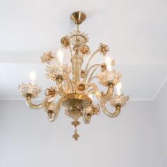 Murano Stunning Mid Century Fume Floral Six Arm Murano Glass Chandelier - 4360208