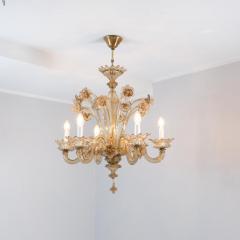 Murano Stunning Mid Century Fume Floral Six Arm Murano Glass Chandelier - 4360209