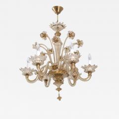 Murano Stunning Mid Century Fume Floral Six Arm Murano Glass Chandelier - 4371162