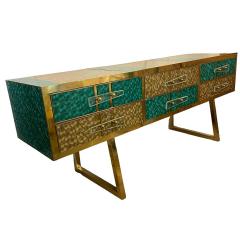  Murano Turquoise and Golden Vintage Murano Glass sideboard - 3815555
