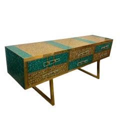  Murano Turquoise and Golden Vintage Murano Glass sideboard - 3815556