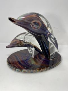  Murano Twin Dolphins Murano Glass Sculpture - 2587132