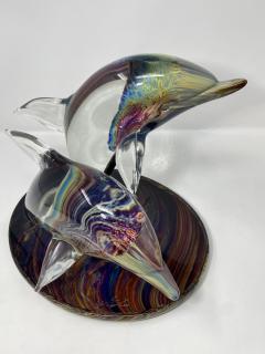  Murano Twin Dolphins Murano Glass Sculpture - 2587134
