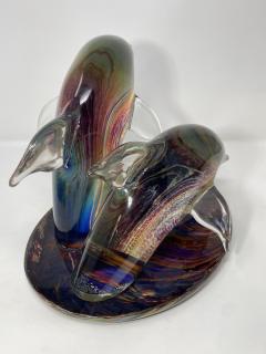  Murano Twin Dolphins Murano Glass Sculpture - 2587136