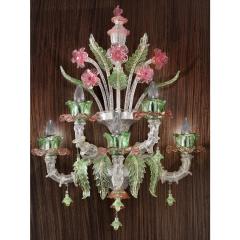 Murano Venetian Floral C Rezzonico Murano Glass Wall Sconce With Silver Leaf - 4378076