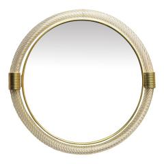  Murano Venetian Round Torgiglione Torchon Murano Glass Wall Mirror in Barovier Style - 4377978