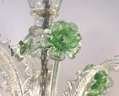  Murano Vintage Murano 5 light Clear Glass Chandelier with Pale Green Accents - 4399860