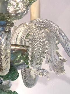  Murano Vintage Murano 5 light Clear Glass Chandelier with Pale Green Accents - 4399861