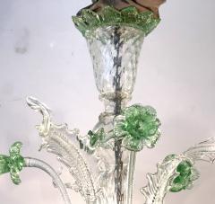  Murano Vintage Murano 5 light Clear Glass Chandelier with Pale Green Accents - 4399862