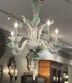  Murano Vintage Murano 5 light Clear Glass Chandelier with Pale Green Accents - 4399863