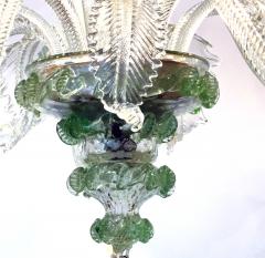  Murano Vintage Murano 5 light Clear Glass Chandelier with Pale Green Accents - 4399864