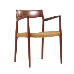  NIELS O MOLLER Niels Moller Model 57 MCM Danish Teak and Rope Captains Dining Chairs Pair - 3842188