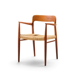  NIELS O MOLLER Niels Moller Model 57 Mid Century Danish Teak and Rope Captains Chairs Pair - 4719656