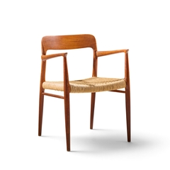  NIELS O MOLLER Niels Moller Model 57 Mid Century Danish Teak and Rope Captains Chairs Pair - 4719657
