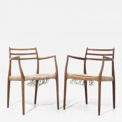  NIELS O MOLLER Niels Moller Model 62 Mid Century Danish Teak Captains Chairs Pair - 4014718