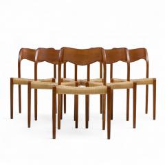  NIELS O MOLLER Niels Moller Model 71 Danish Teak and Paper Cord Dining Chairs Set of 6 - 4320472