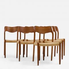  NIELS O MOLLER Niels Moller Model 71 Danish Teak and Paper Cord Dining Chairs Set of 6 - 4320498