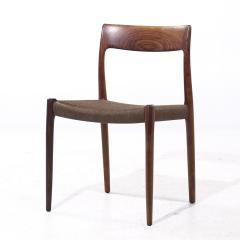  NIELS O MOLLER Niels Moller Model 77 MCM Danish Rosewood and Cord Dining Chairs Set of 6 - 4090239