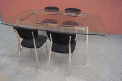  Nambe Aluminum Glass Dining Table with Matching Chairs in Black Suede by Namb  - 411357