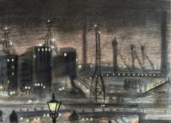  Nan Youngman Industrial Steel Plant at Night Port Talbot Mid Century like L S Lowry - 3529122