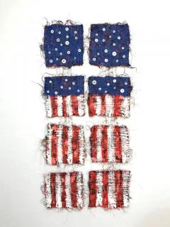  Nancy Billings Textile Art Nancy Billings Textile Art Democracy Hanging by a Thread IV Flag - 3592903