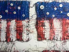  Nancy Billings Textile Art Nancy Billings Textile Art Democracy Hanging by a Thread IV Flag - 3592911