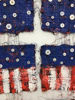  Nancy Billings Textile Art Nancy Billings Textile Art Democracy Hanging by a Thread IV Flag - 3592916