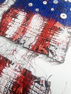  Nancy Billings Textile Art Nancy Billings Textile Art Democracy Hanging by a Thread IV Flag - 3592918