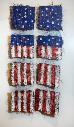  Nancy Billings Textile Art Nancy Billings Textile Art Democracy Hanging by a Thread IV Flag - 3592961