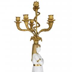  Nast Porcelain Manufactory French Empire period Egyptian style porcelain candelabra - 2282807